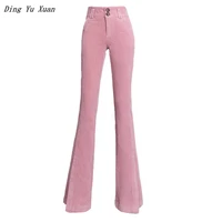 spring autumn split flare pants women corduroy bell bottom trousers black brown pink gray trousers high waisted pantalones mujer