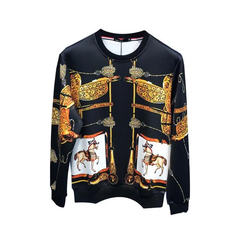 

2020 men's slim-fit crew neck pullover autumn digital 3D printing casual long sleeve men