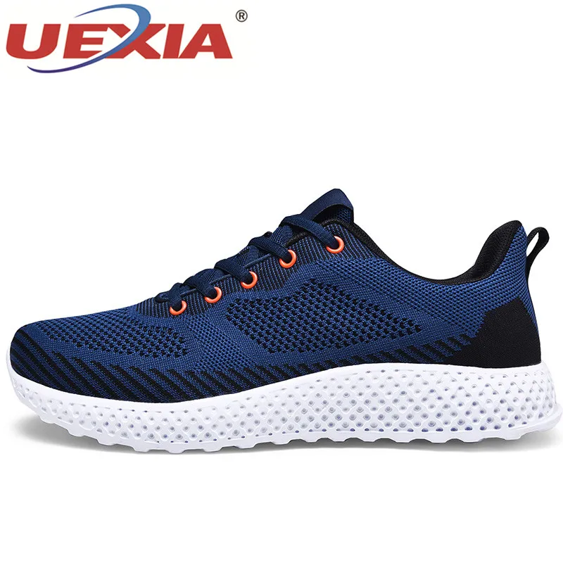 blue 0507 UEXIA/кроссовки; Повседневная обувь; Мужская прогулочная Обувь На Шнуровке; сезон весна-осень; модная дышащая удобная мужская обувь; zapatos hombre - Цвет: blue 0507