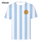 Футболка Мужскаяженская с национальным флагом Аргентины, Модная хлопковая рубашка с 3D-принтом флага Аргентины, уличная одежда для мальчиков и девочек