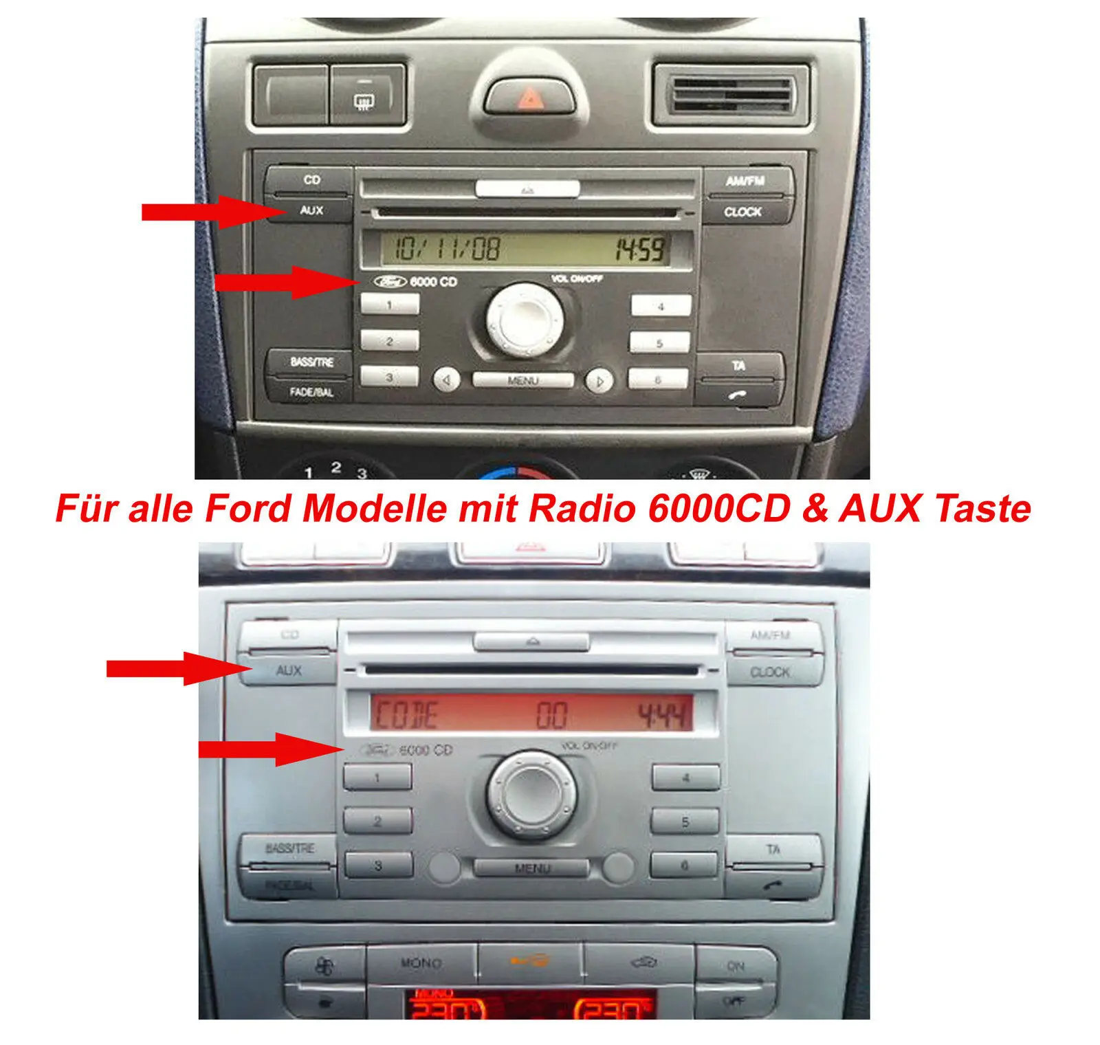 Bluetooth AUX-in Music Adapter For Ford Fiesta Mondeo MK3 Focus MK2 Fusion C-Max S-Max Galaxy Transit 6000CD Radio | Автомобили и