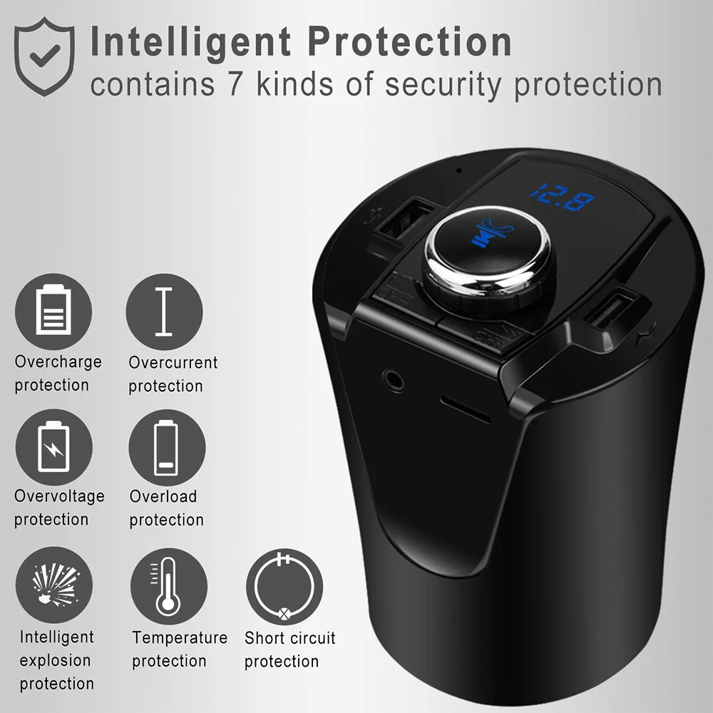 Новый Bluetooth 4 2 FM Bx6 держатель чашки автомобиля Mp3 Usb зарядное устройство приемник