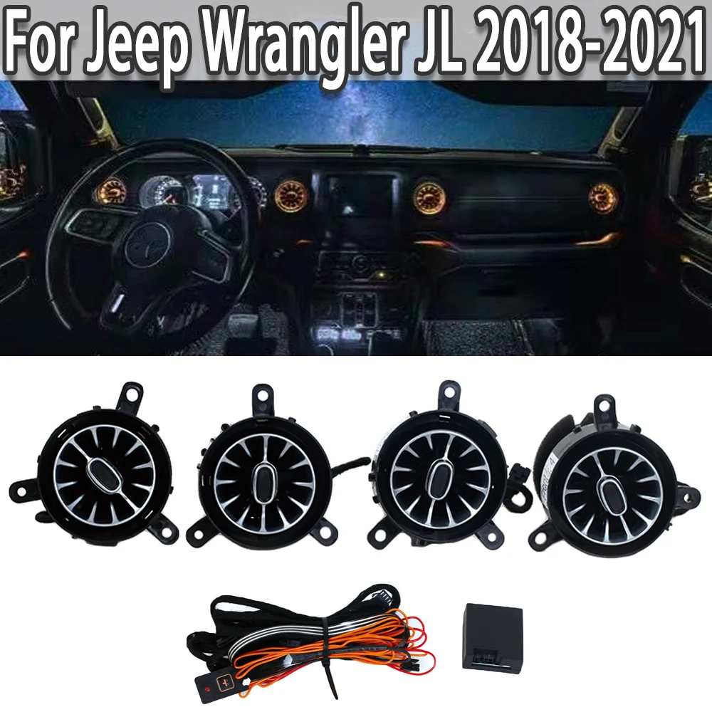 

Car Condition Turbine Outlet LED Light Front Air Vent Inlet Ambient Lamp For Jeep Wrangler JK 2007-2017 JL 2018-2021