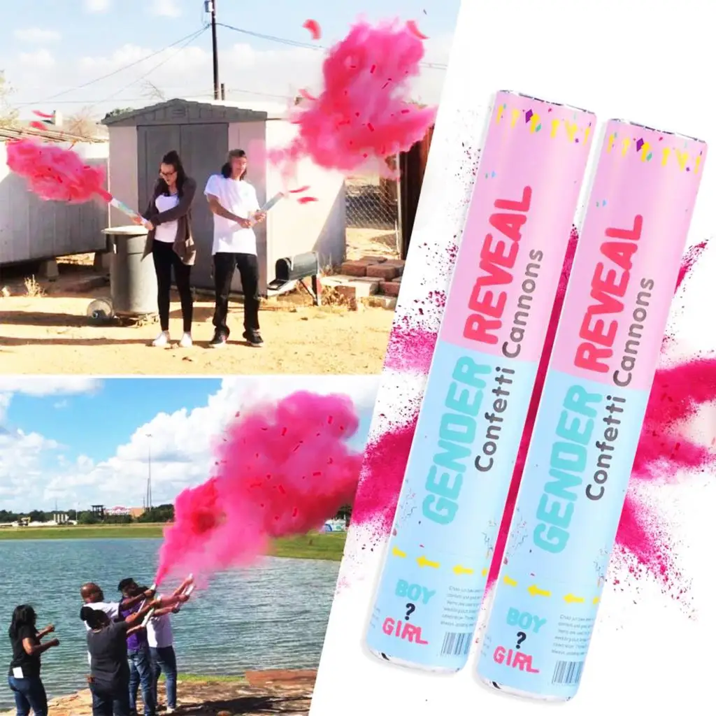 4pcs Gender Reveal Confetti Powder Cannon-Set of 4 Mixed (2 Blue 2 Pink) Gender Halloween Decorations/confetti Birthday Decor