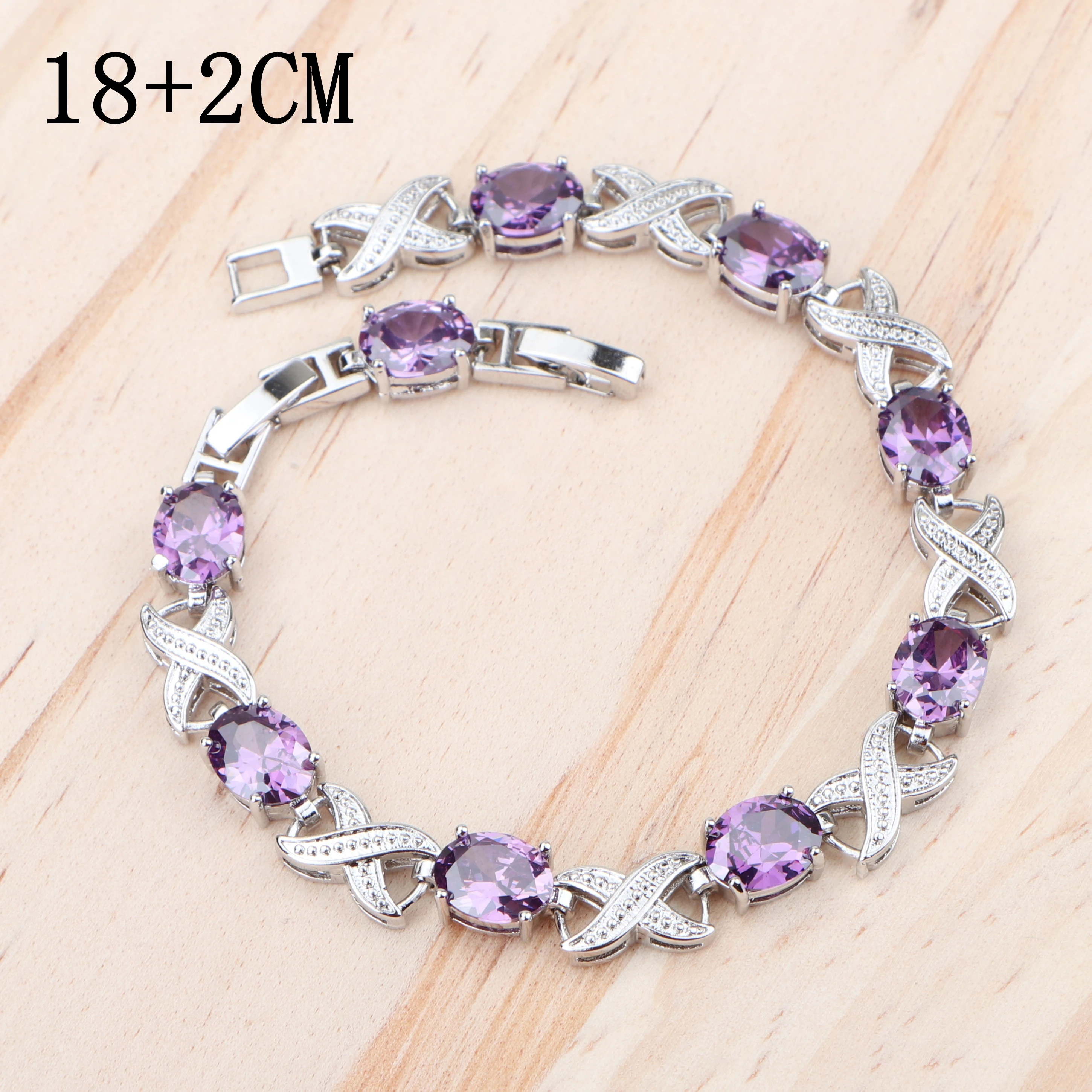 Роскошные фиолетовые циркониевые Свадебные Ювелирные наборы для женщин серебро