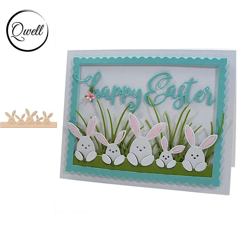 QWELL животное кролик границы металла режущие штампы для скрапбукинга и открыток