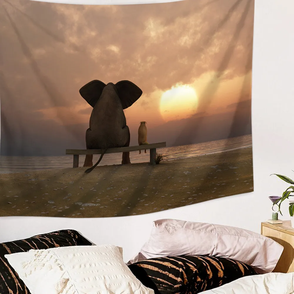 

Animal tapestry Wall Hanging Elephant tapestry Wall art Large Lion Tapestry Fabric decorative blanket Beach Towel