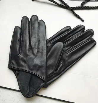 Autumn and winter women's short design sheepskin gloves thin genuine leather gloves half palm black glove 8 colors R025