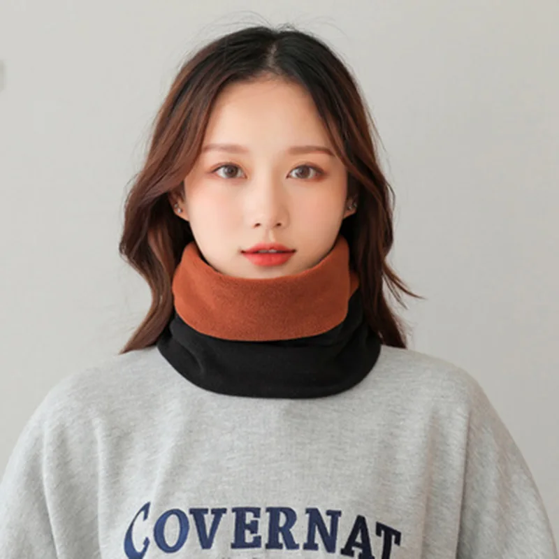 Autumn Winter Two-Color Bicolor Women Warm Collar Student Outdoor Guard High-Neck Double-Layer Thick Bib Riding Men's Scarf i20 |