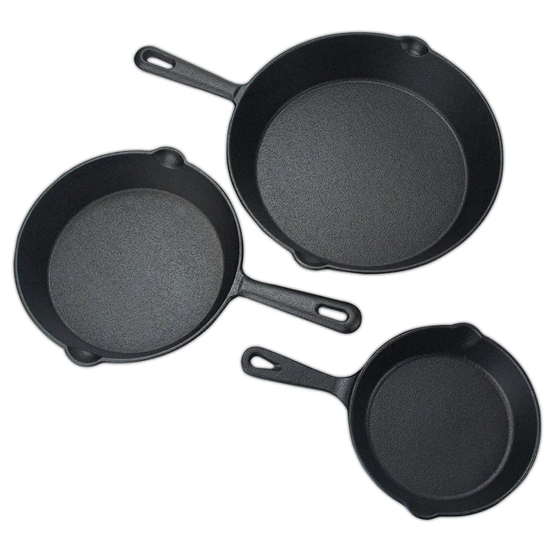 

3Pcs Cast Iron Skillet,6 Inch, 8 Inch and 10Inch Non-Stick Skillet Pre-Seasoned Frying Pan for Frying Saute Cooking Meat