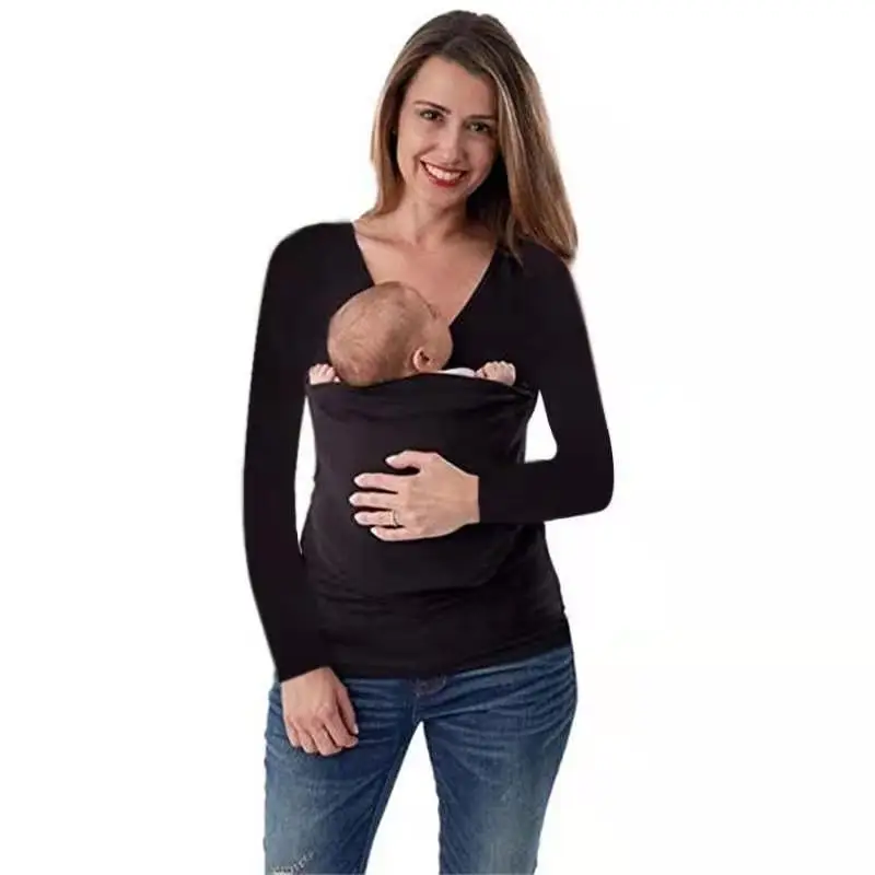 Размера плюс для мамы и ребенка футболка кенгуру многофункциональные топы с