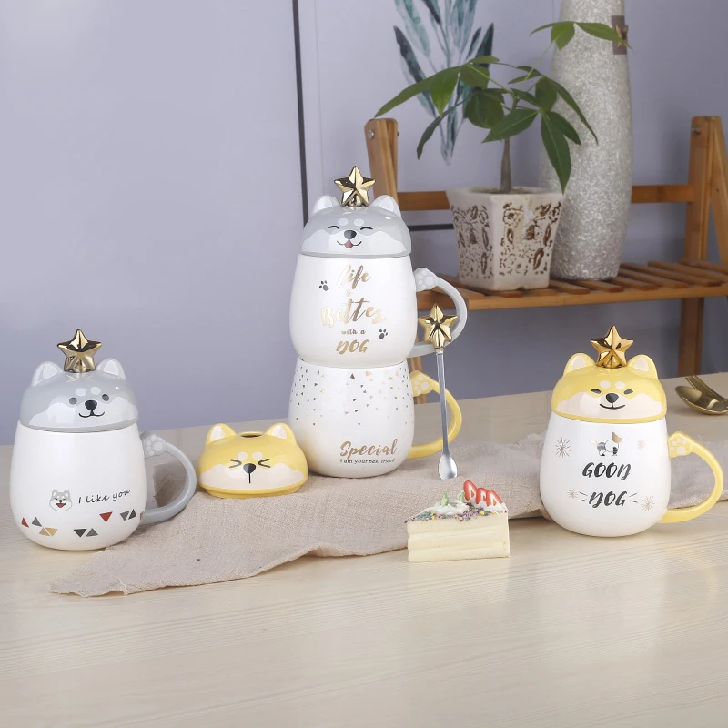 Кружка с мультяшными животными 3d цветная кофейная чашка корги керамическая для