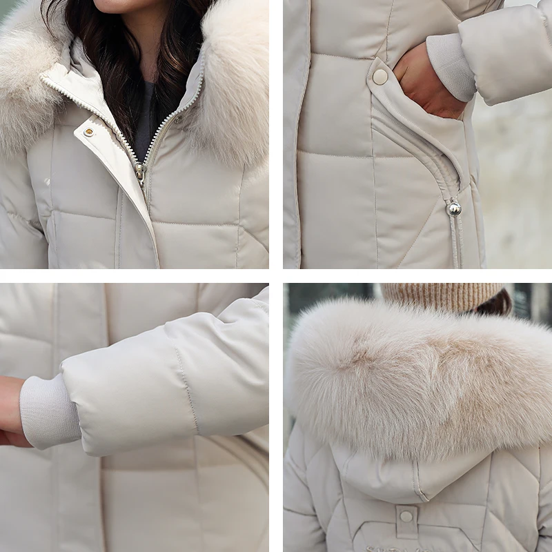 

Plus Size X-long Winter Down Jacket Women 2020 Hooded Solid Casual Women's Down Coat With Fur Collar Solid Thick Overcoat Female