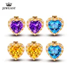 Серьги из чистого золота 750 пробы, с натуральным топазомцитриномаметистом, с бриллиантами, 2020