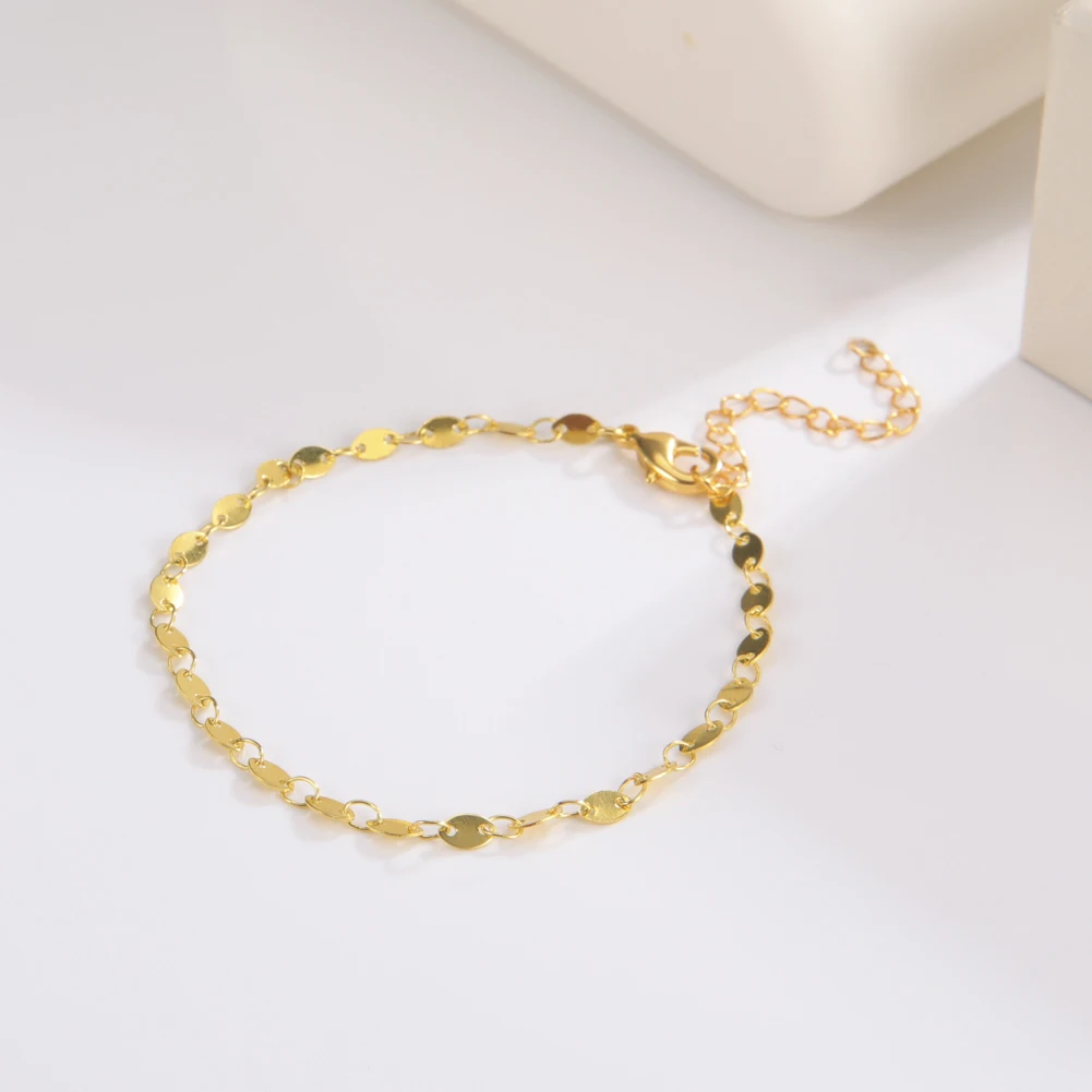 

Lucktune Minimalist Disc Bracelet Chain for Women Charms for Bracelets Copper Alloy Dainty Wristband Wholesale Jewelry Gifts