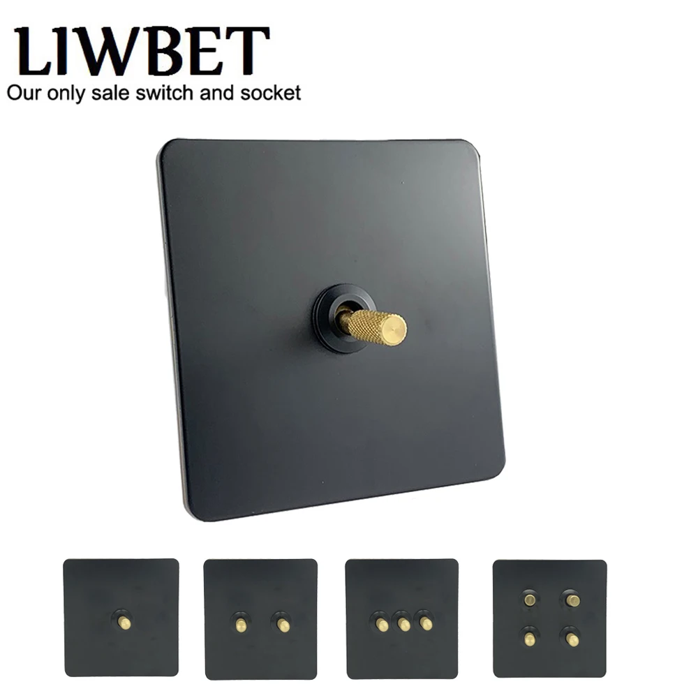 LIWBET черный Цвет настенных выключателей и AC220 ~ 250V Нержавеющая сталь Панель 2 Way