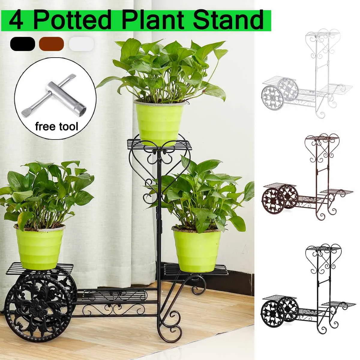 

4 Tier Plant Stand Multiple Flower Pot Holder Shelves Planter Rack Storage Organizer Display for Indoor Garden Balcony Flower