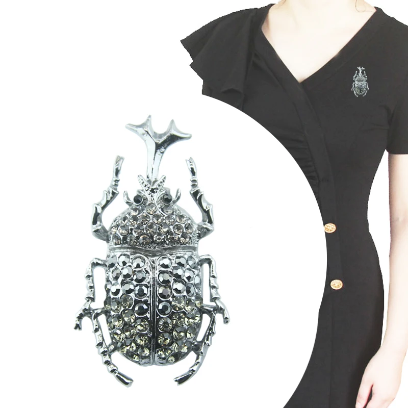 Rhao серая брошь в виде жука Стразы мужской персонализированный креативный
