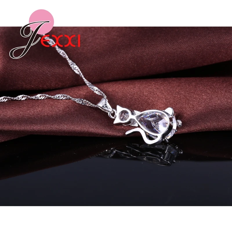 Big Stone Cute White Cat&amp Mouse Jewelry Sets 925 Sterling Silver CZ AAA Cubic Zirconia Crystal Mother Day's Gift | Украшения и