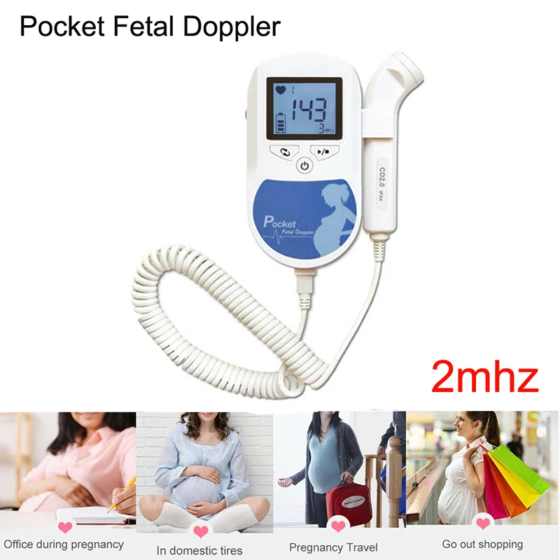 

Fetal Doppler 2 MHZ Prenatal Baby Heart Rate Detector Household Sonar Doppler Stethoscope Pregnant Women Doppler Fetal Monitor