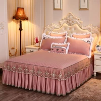1pcs nordic black princess lace high quaility bedspreads bed skirt solid non slip sheet mattress cover bed sheet no pillowcase