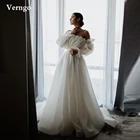 Платье Свадебное ТРАПЕЦИЕВИДНОЕ со съемным длинным рукавом-фонариком, без бретелек, со шлейфом
