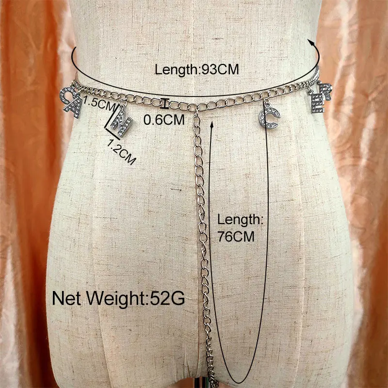 

Silver Color Crystal Letter 12 Constellations Thong Body Chain Women Alphabet Charms Belli Belly Waist Belt Sexy Party Jewelry
