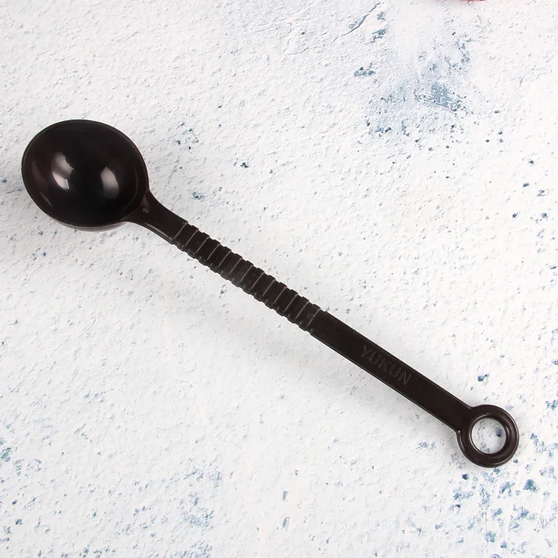 

10g Brown Plastic Long Handle Measuring Spoon for Coffee Bean Fruit Powder