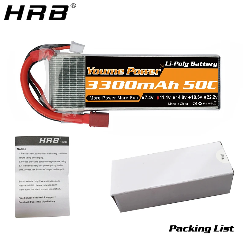 Youme-bater&iacute;a Lipo de 3300mah, 4500mah, 5200mah, 6200mah, 6500mah, T Deans EC5, XT90, 3S, 11,1 V, 2S, 7,4 V, 4S, 14,8 V, 6S, 22,2 V, piezas de coche RC, 2 uds.-4