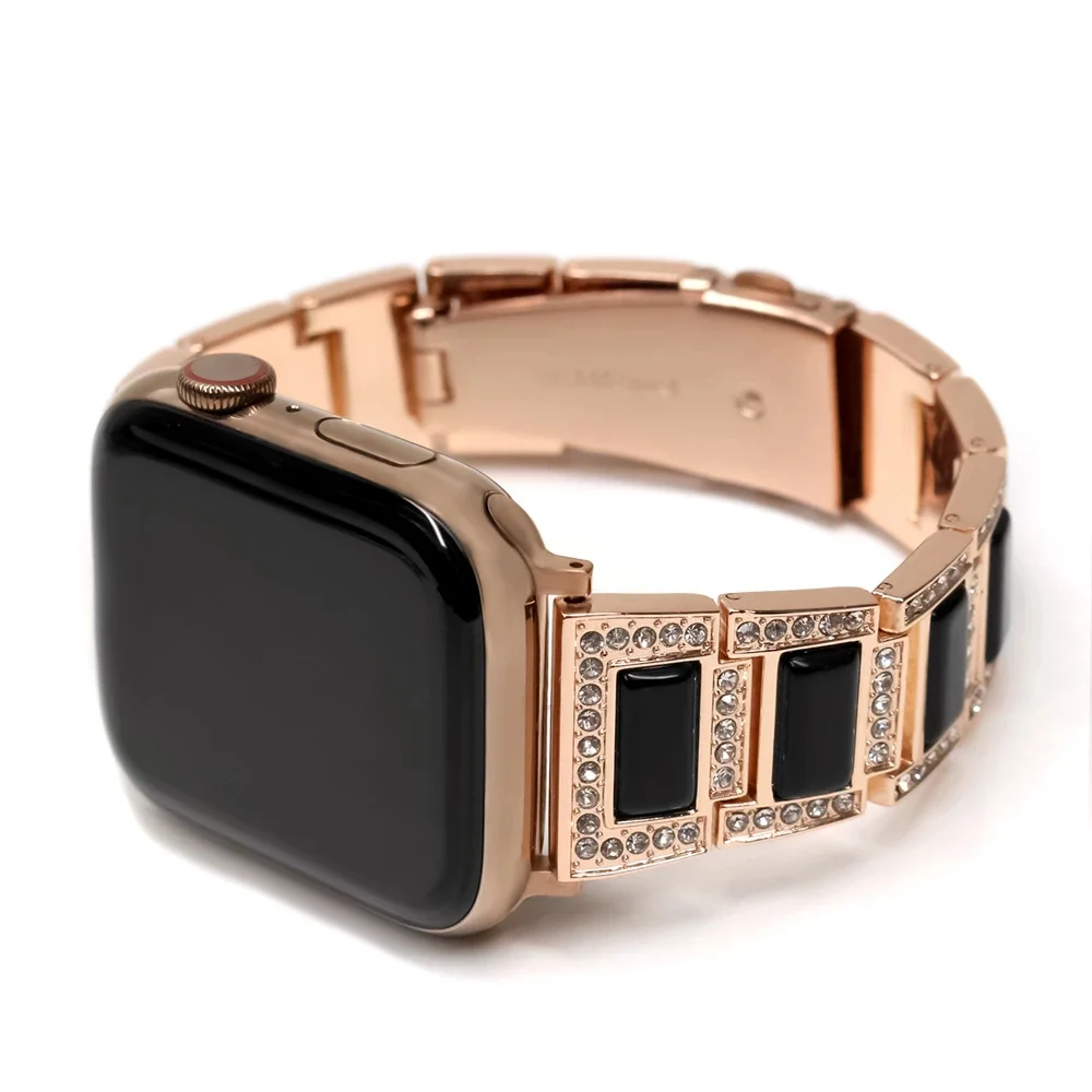 metal strap for Apple Watch series 6 SE 5 4 3 2 1 band for iwatch strap with opal luxury Glitter shiny stone 40mm 44mm