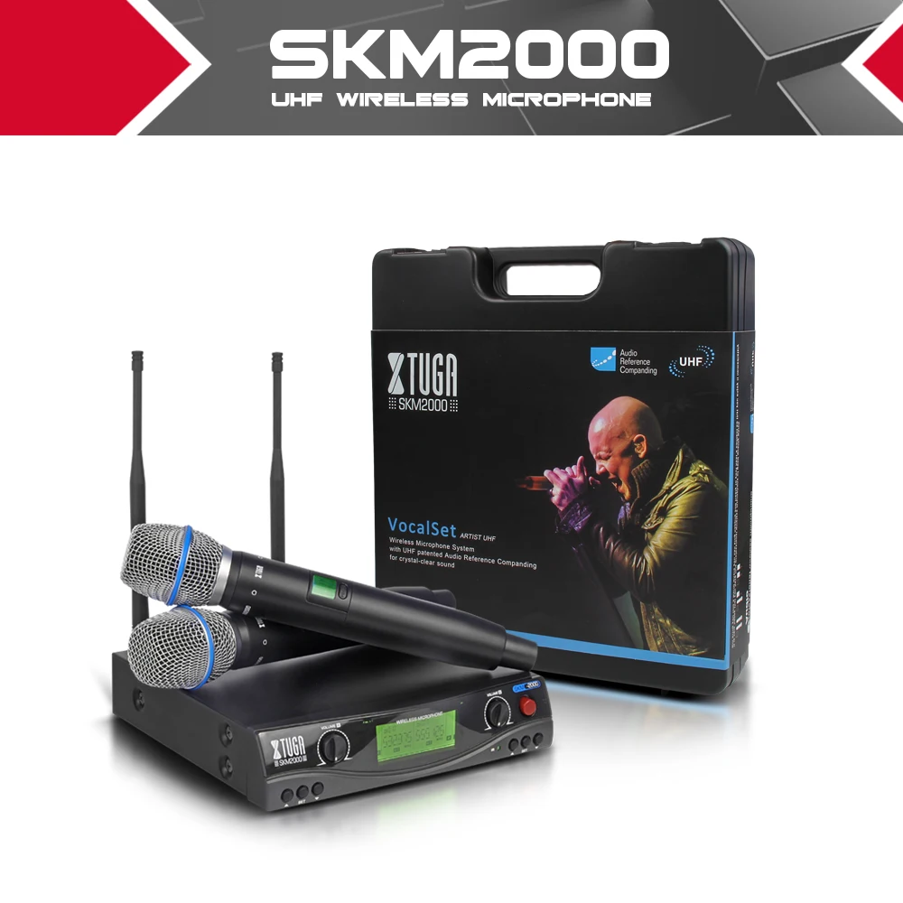 XTUGA SKM2000 UHF Беспроводные микрофоны с экраном расстояние 2 канала гарнитура Mic