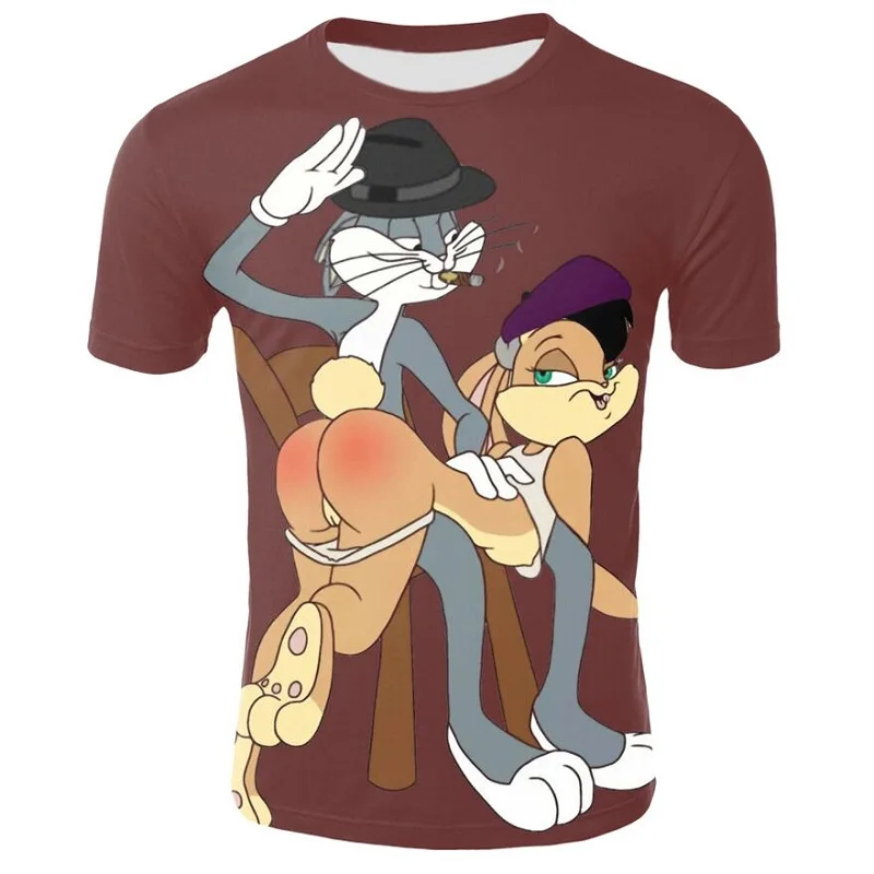 

2021 male and female animal rabbit 3D printed shirt T-shirt cartoon animation fashion casual summer short-sleeved XXS-6XL
