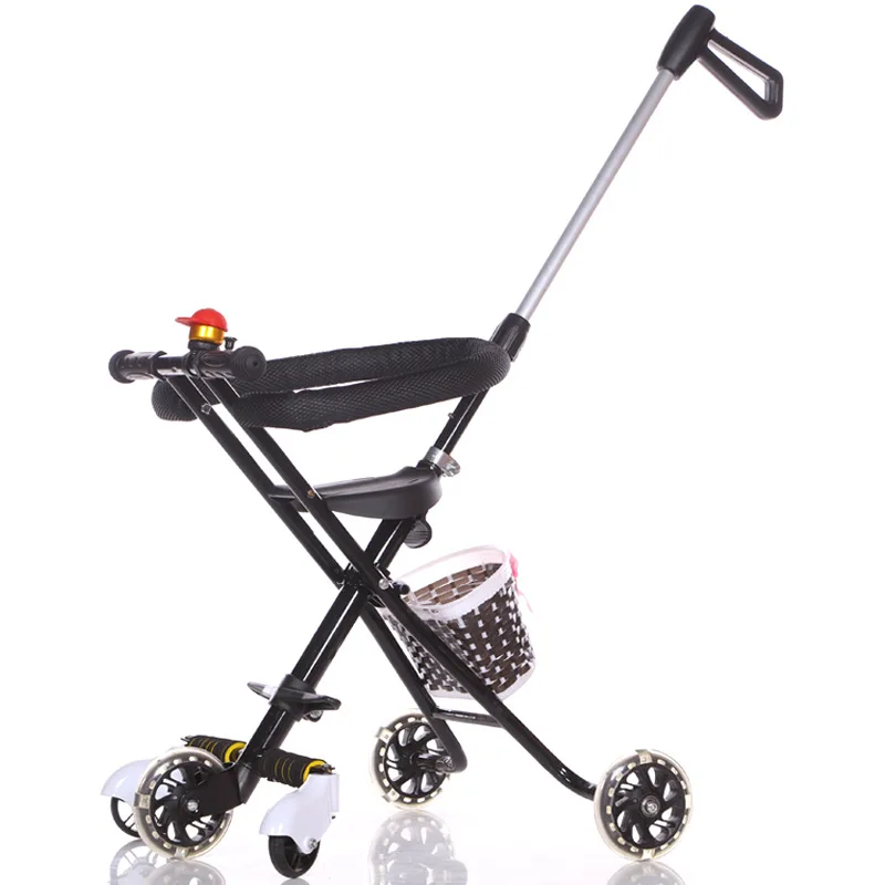 Трехколесная портативная детская коляска из углеродистой стали складная