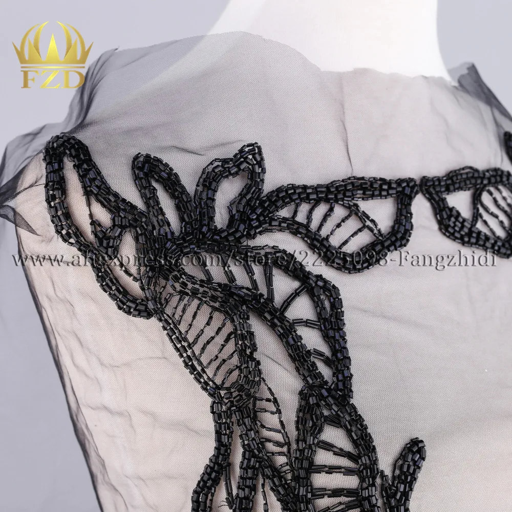 Нашивки ручного шитья с красными и черными бусинами трубчатые бусины каменные