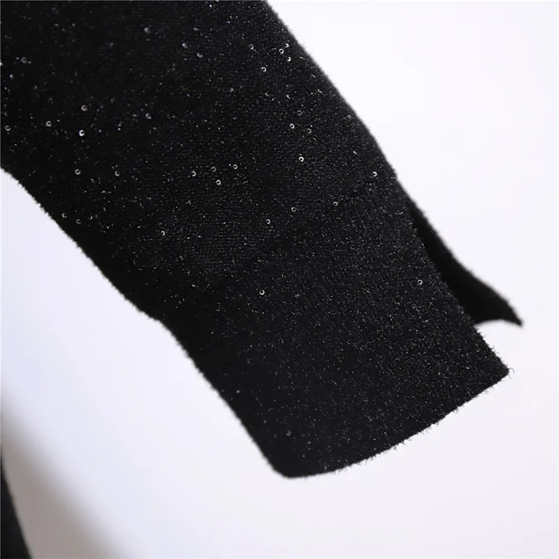 Hodisytian Ins Fashion Women Knitted Sweater Dress Bling Casual V neck Loose Chic Tunic Female Sueter Mujer Plus Size 6XL | Женская