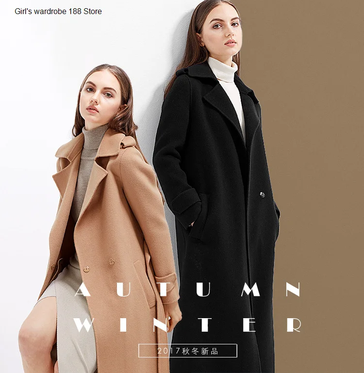 

Осенне-зимнее шерстяное кашемировое двустороннее шерстяное пальто карамельного цвета ручной работы