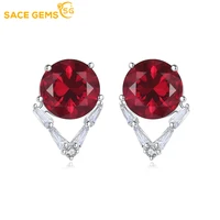 sace gems 100 925 sterling silver 88mm red aaaazircon gemstone wedding party ear stud earrings fine jewelry eardrop wholesale