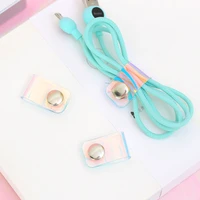 2pcs laser cable winder reusable pvc cable organizer wire wrapped cord line storage holder management for usb earphone mp4 line