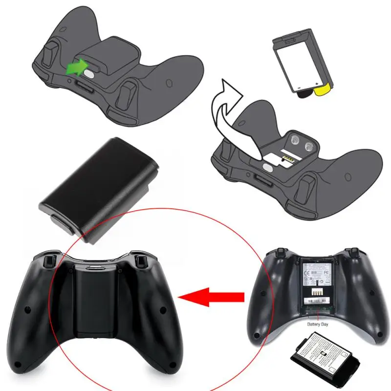 Беспроводной контроллер для X Box 360 батарейный блок AA задняя крышка чехол