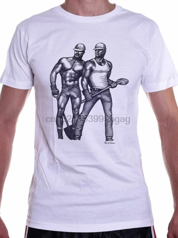 Футболка Tom of Finland constration Duo белая с коротким рукавом мужская одежда