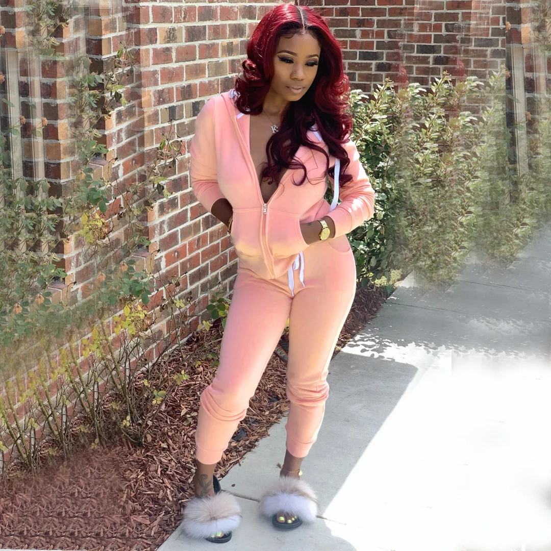 Спортивный костюм Zoctuo женский однотонный свитшот с капюшоном и брюки одежда для