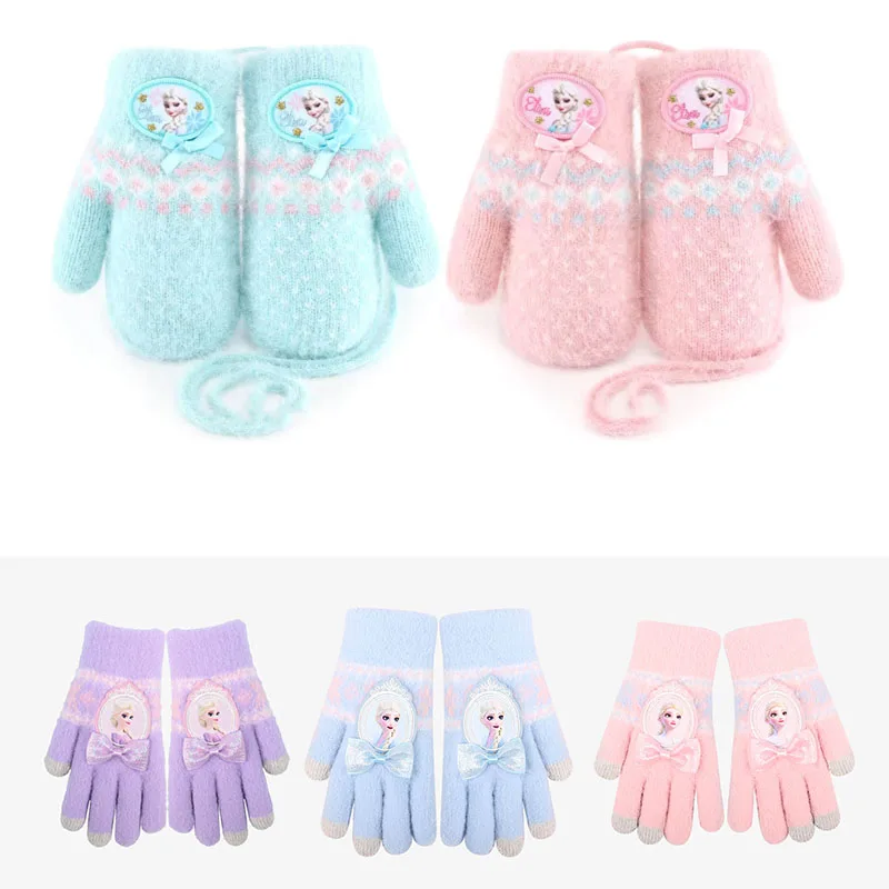 

Frozen kids winter gloves Baby Girls Boys Knitted Gloves Cartoon Anna Elsa winter accessories for kids Warm Mittens Xmas present