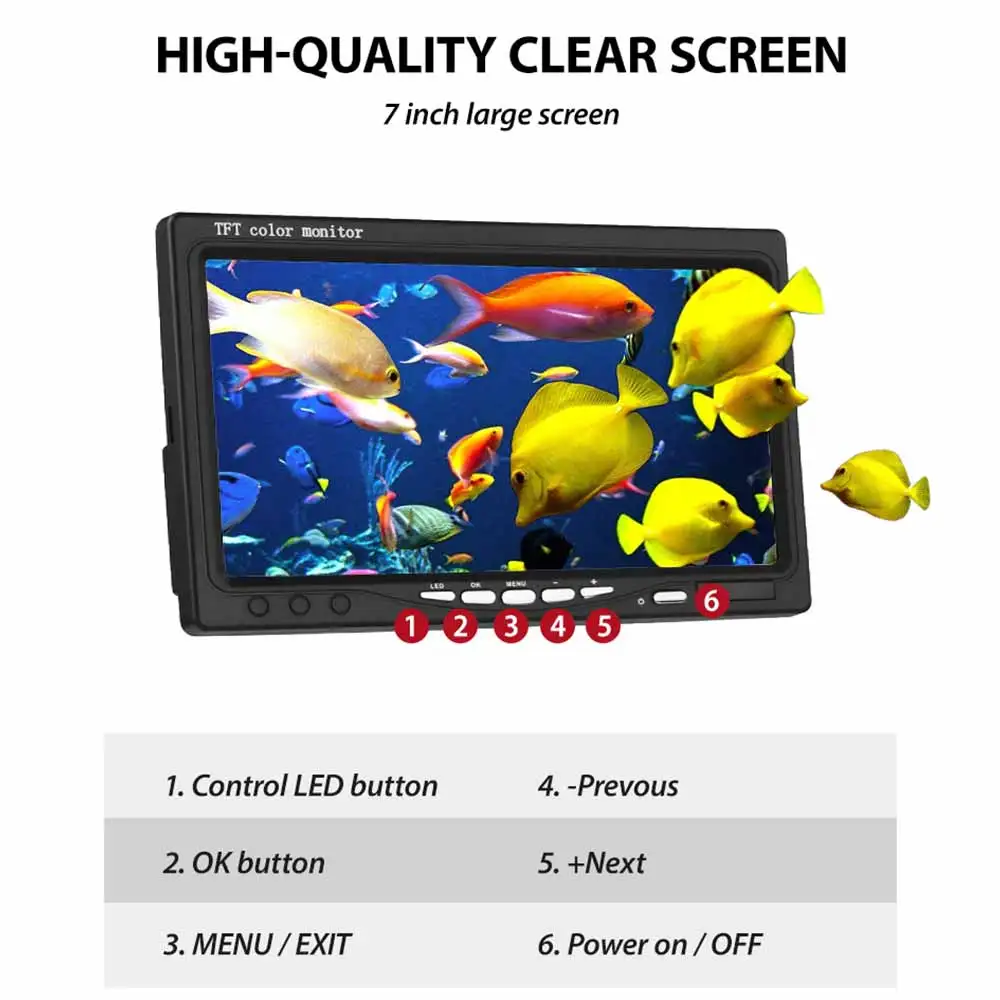 Цена Рыбалка Камера набор 7 дюймов 1200TVL 4500MA 1280 * 720PX HD Ночное видение подводный Камера для Рыболокаторы для рыбалки на открытом воздухе