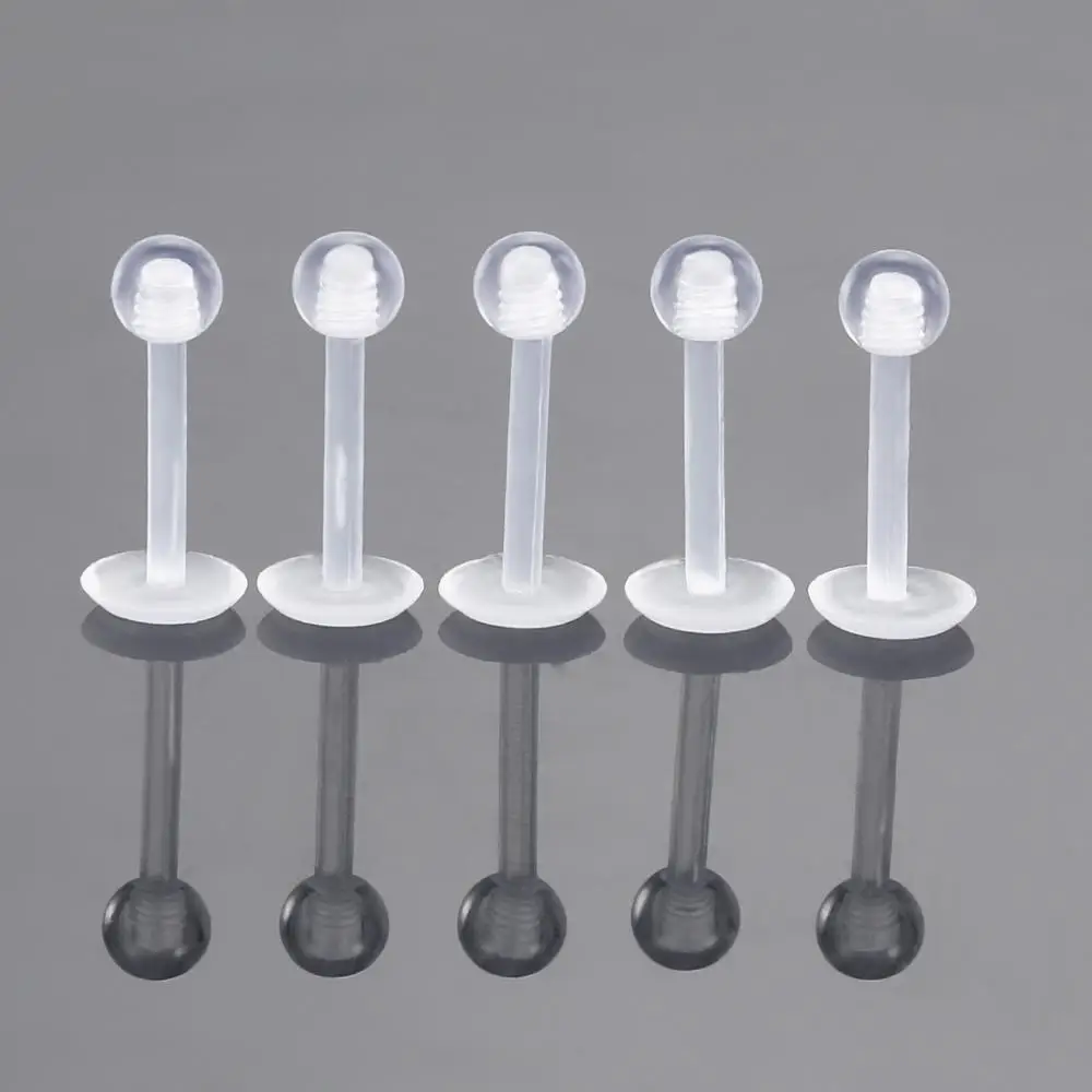 

5PCS Resin Soft Tragus Star Helix Stainless Steel Labret Lip Bar Rings Stud Cartilage Ear Piercing Body Jewelry Man Women
