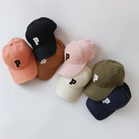 new kids baseball caps embroidered alphabet p boys grls hip hop cap korean style kids bonnet casual children snapback hat 2 5y