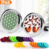 bofee 2pcs car essential oils diffuser aromatherapy vent clip tree of life stainless steel locket jewelry gift 32pcs pads 30mm