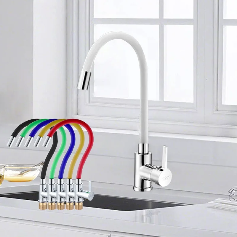 

Смеситель для кухни, Многоцветный кран из силикагеля, вращение в любом направлении, для холодной и горячей воды, установка на раковину