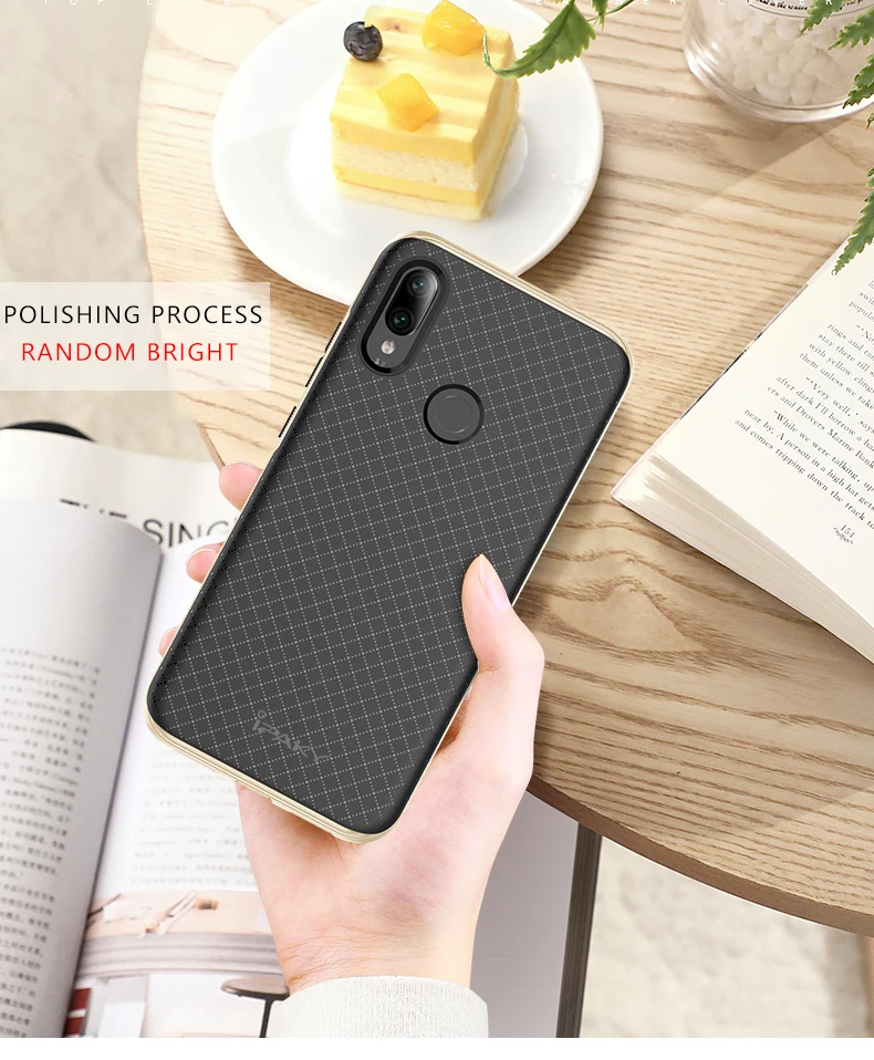 Для Redmi Note 7 Чехол IPAKY PC бампер силиконовый мягкий 2 в 1 Гибридный Note 7S противоударный бронированный чехол для Xiaomi Redmi Note 7 Pro Чехол