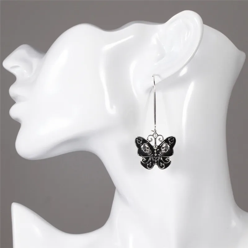 1 пара женские винтажные серьги-подвески в виде бабочки черепа | Украшения и
