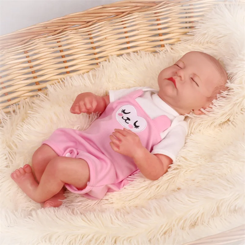 

22inch Reborn Baby Girl Todderl Sleeping Baby Doll Lifelike Real Touch Full Silicone Body Baby As Christmas Gift Realistic Soft